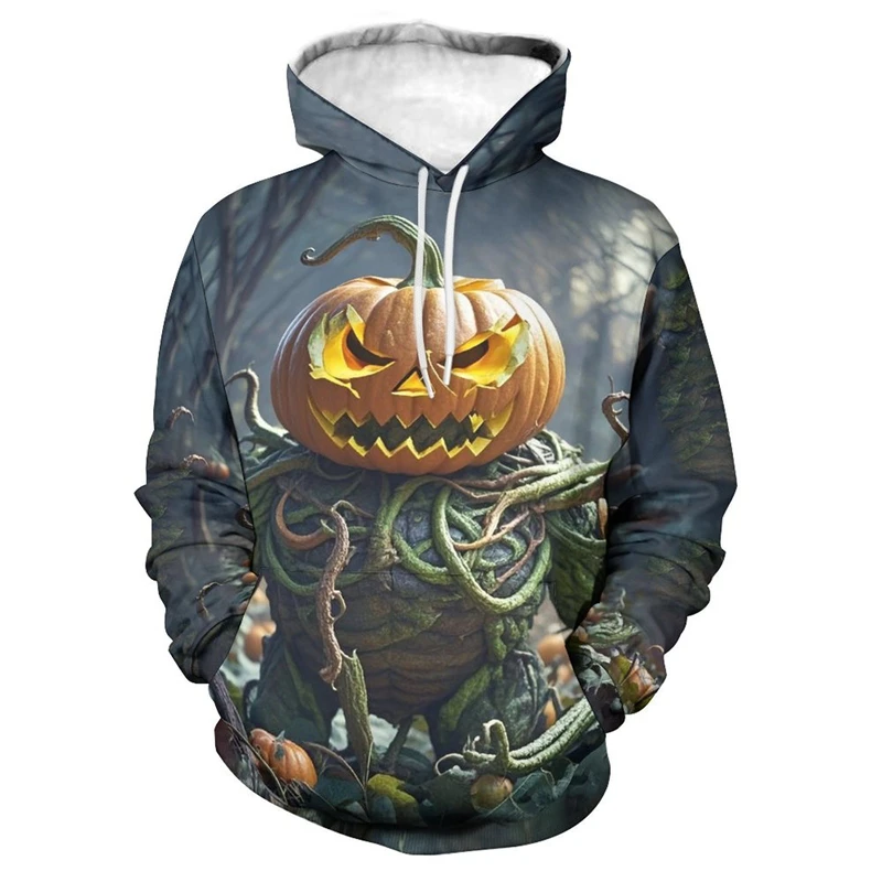 Halloween Skull 3D Printed Hoodies For Men Clothes Bloody Design Pullovers Horror Pumpkin Ghost Sweatshirts Goth Unisex Hoody