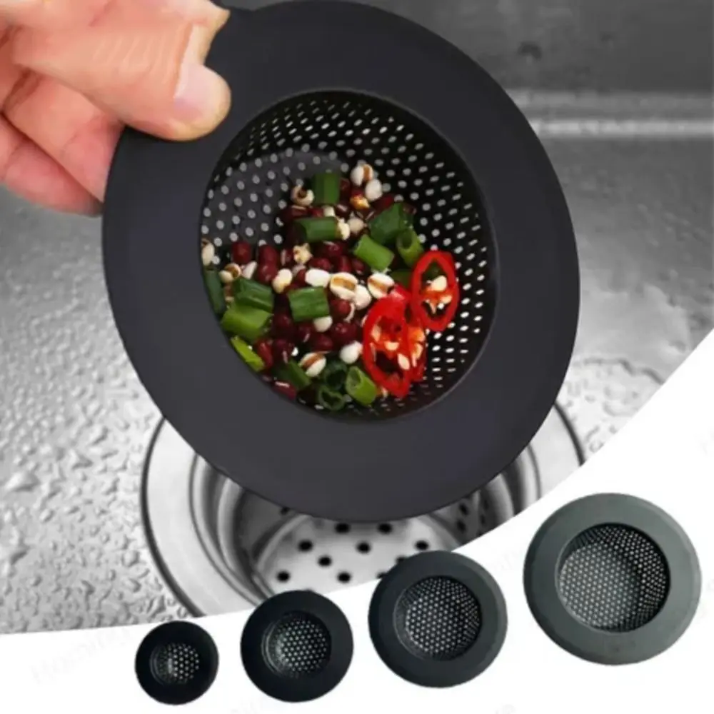 Stainless Steel Black Kitchen Sink Filter Anti Clogging Generic Sink Drain Strainer Mesh 5.5/7/9/11.5cm Drain Hole Filter