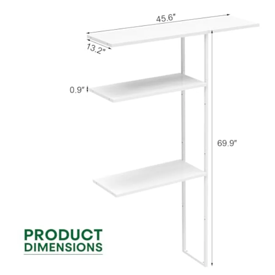 Outdoor Storage Shed Shelf, Metal, White, 55LBS Capacity, Easy Assembly, 45.6 L×13.2 W×69.1 H for 60 Cu Ft Cabinet