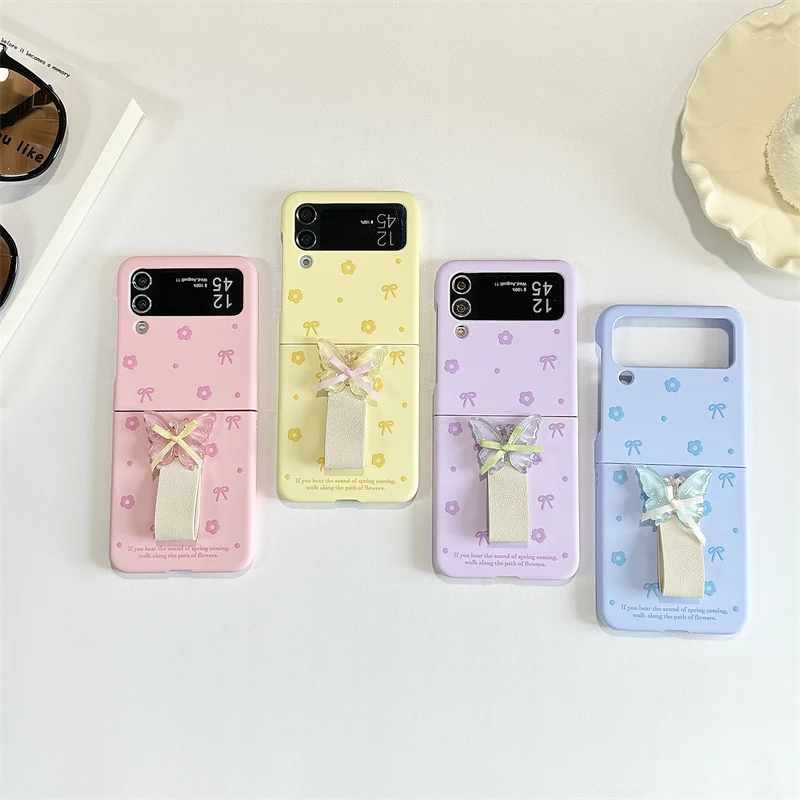 

Для Samsung Galaxy Z Flip 6 3 4 5 Чехол Z Flip6 ZFlip 6 ZFlip6 Ins Бант Цветок Кольцо Браслет ударопрочный чехол