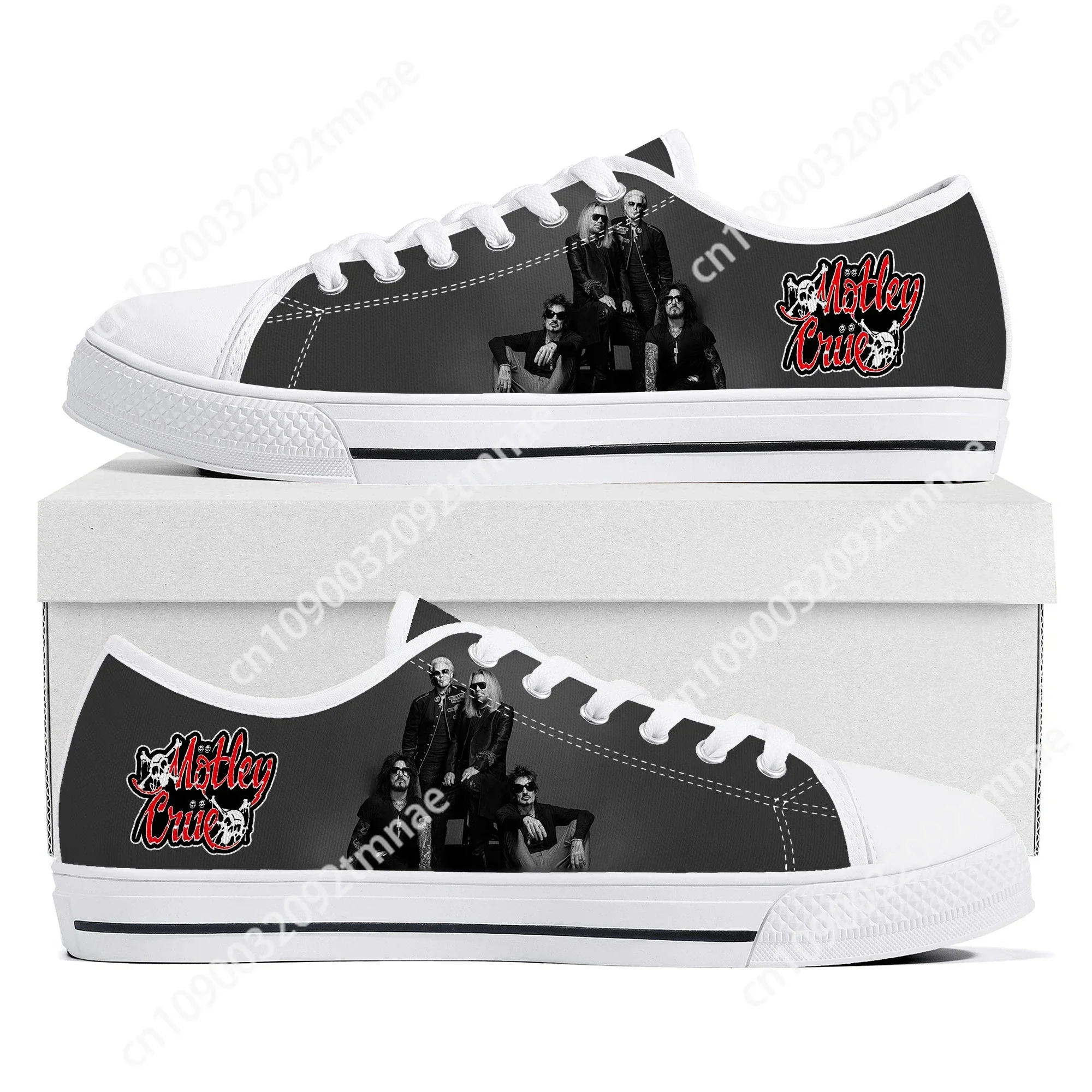 

Band 80S Metal Vintage Low Top Sneakersh Womens Mens Teenager Crue Motley High Quality Canvas Sneaker Couple Custom Built Shoes