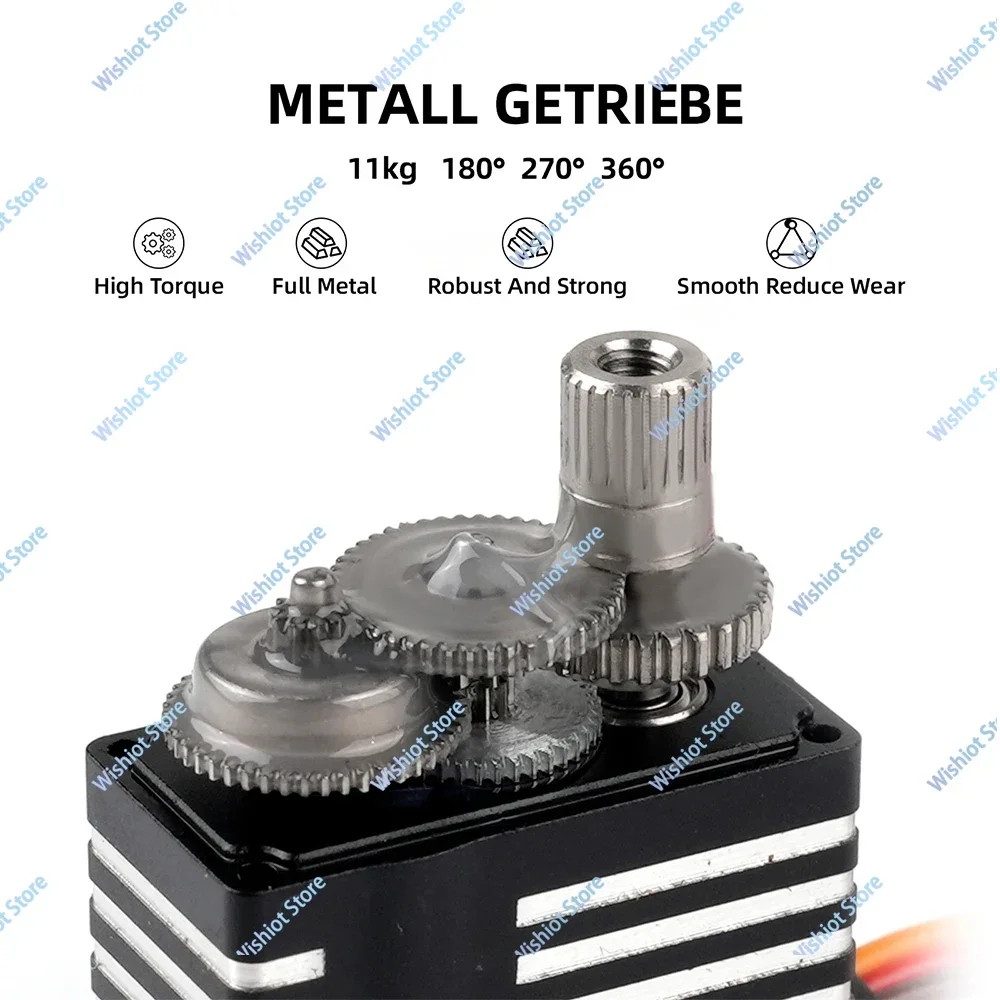 11KG Micro Full Metal Digital Servo Coreless Motor HV Program Servo 180/270/360° 8.4V Large Torque Steel Gear For Arduino RC Car