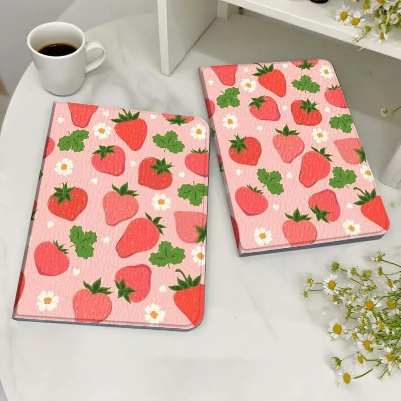 

Cartoon Strawberry Pattern For Huawei MediaPad MatePad M5 M6 11 12 X SE T10 T10s 2 C5e T5 Pro Lite Air 11.5 Inch Tablet Case
