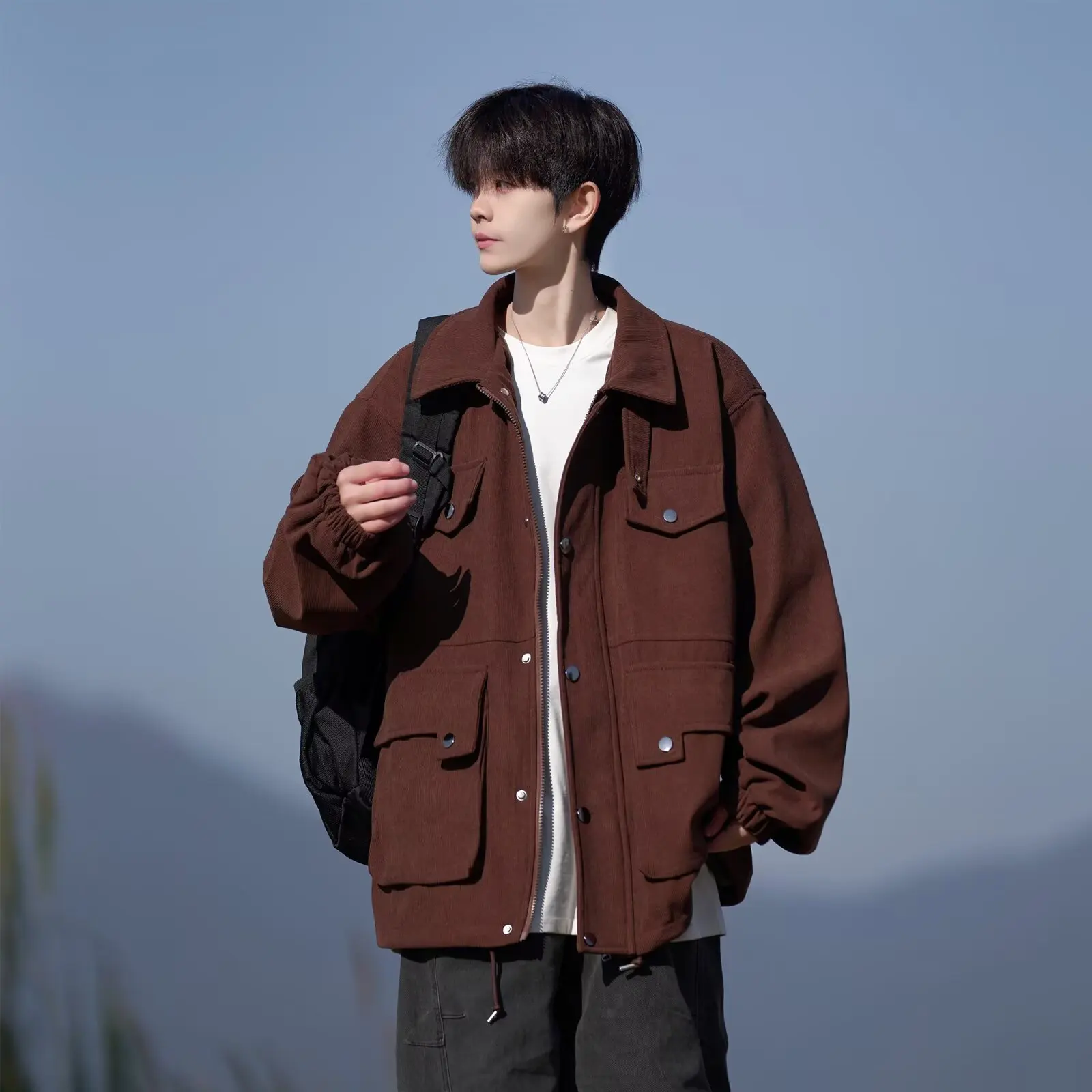 الأمريكية Sle سروال قصير الحظيرة Jaet الرجال ربيع الخريف جديد عصري الراقية الرجعية Merald عمال معطف فضفاض صالح المياه وا