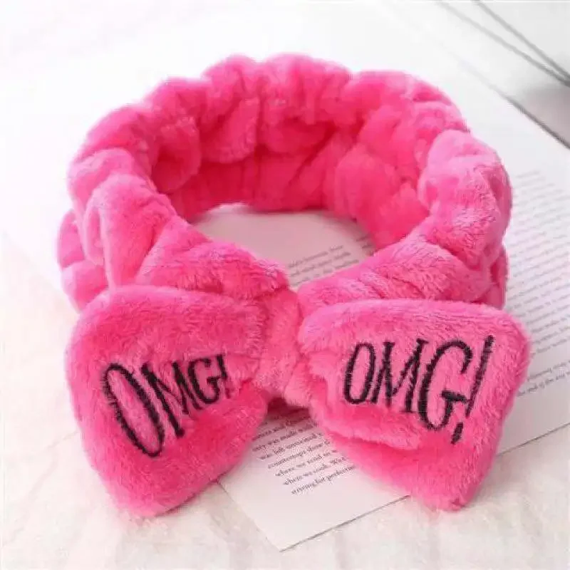 Colorful Women Bow Hair Band Fashion  Letters Wash Face Headband Girls Headwear Hairbands Coral Fleece Hair Accessorie