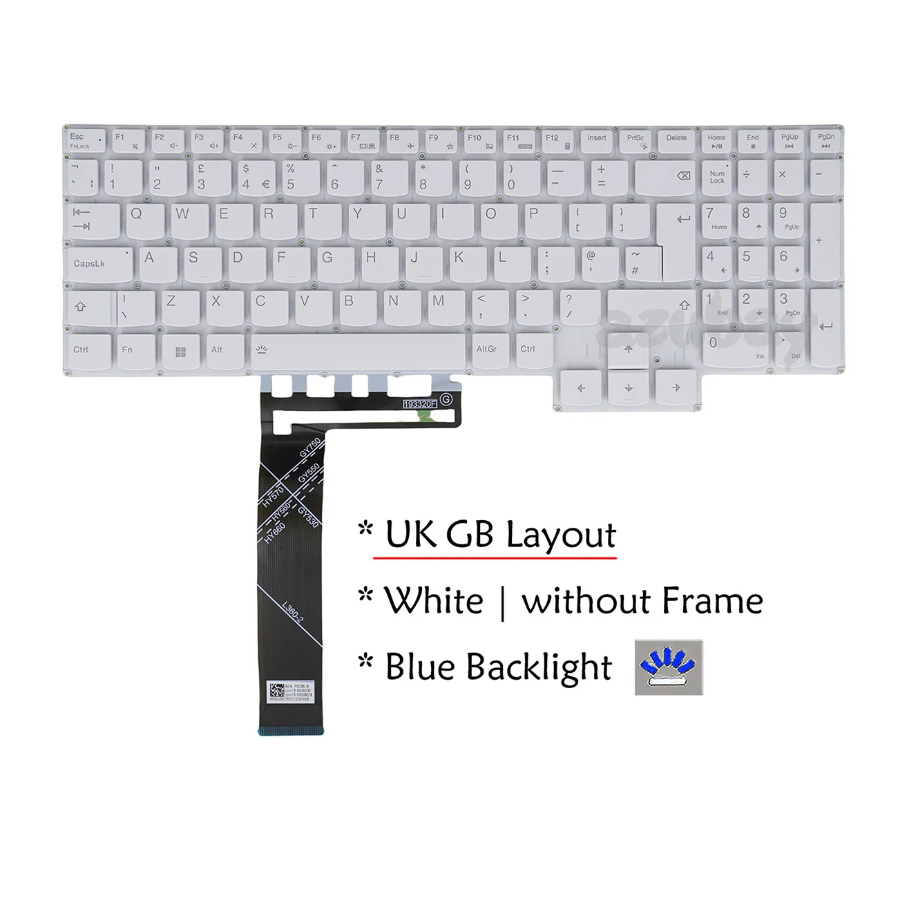 Laptop Keyboard For Lenovo Legion 5-17ACH6 82K0 5-17ACH6H 82JY 5-17ITH6 82JN 5-17ITH6H 82JM UK GB White Key Blue Backlit