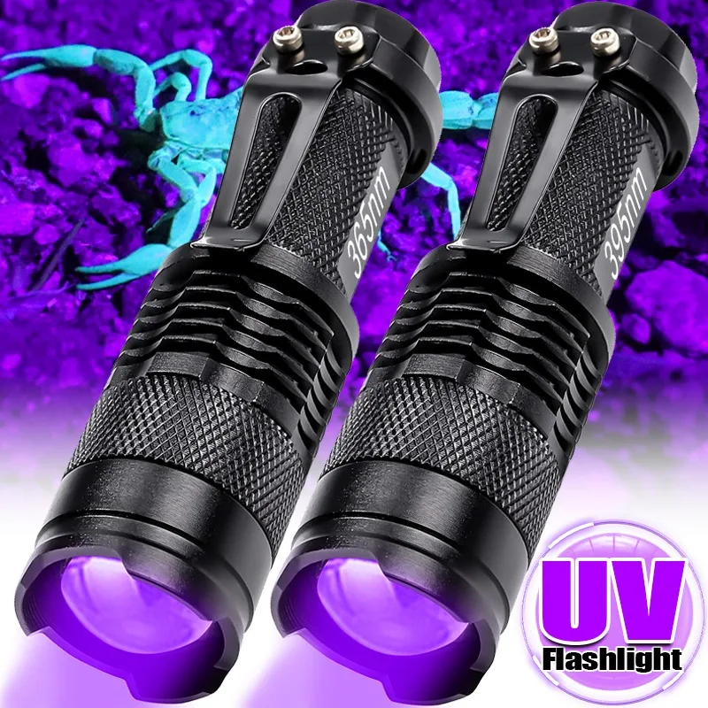 

395/365nm UV Flashlight LED Ultraviolet Torch Zoomable Ultra Violet Lights Inspection Lights Lamp Pet Urine Stain Detector Tools