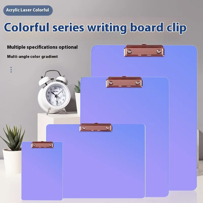 Tablero de escritura de documentos acrílico colorido, Clip de tablero A4, tapete para examen de escritura de arte para estudiantes, portapapeles con