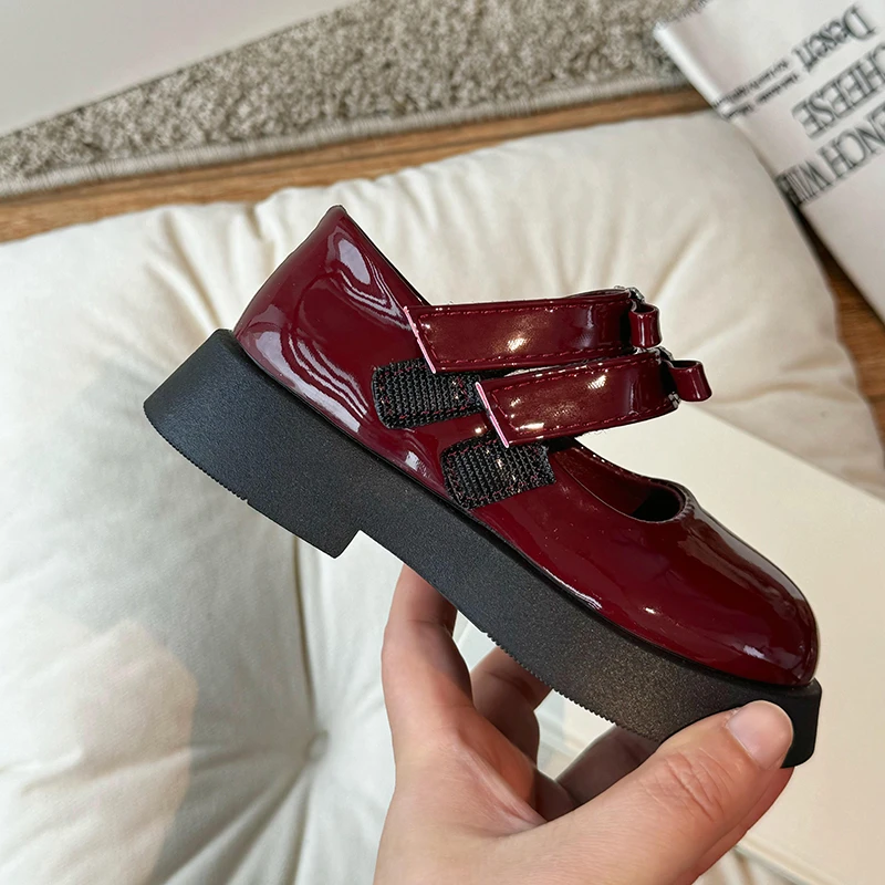 Kinder Lederschuhe für Frühling Wein rot schwarz elegante Mädchen Mary Janes klobige Hakens ch laufe schöne bequeme Kinder Schuh 26-36