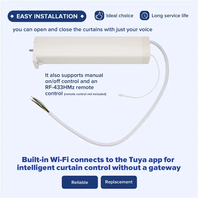 ABYP Tuya 5-Wire WIFI Curtain Open/Close Motor, Smart Curtain Control Motor Via Wifi, Tuya Enabled