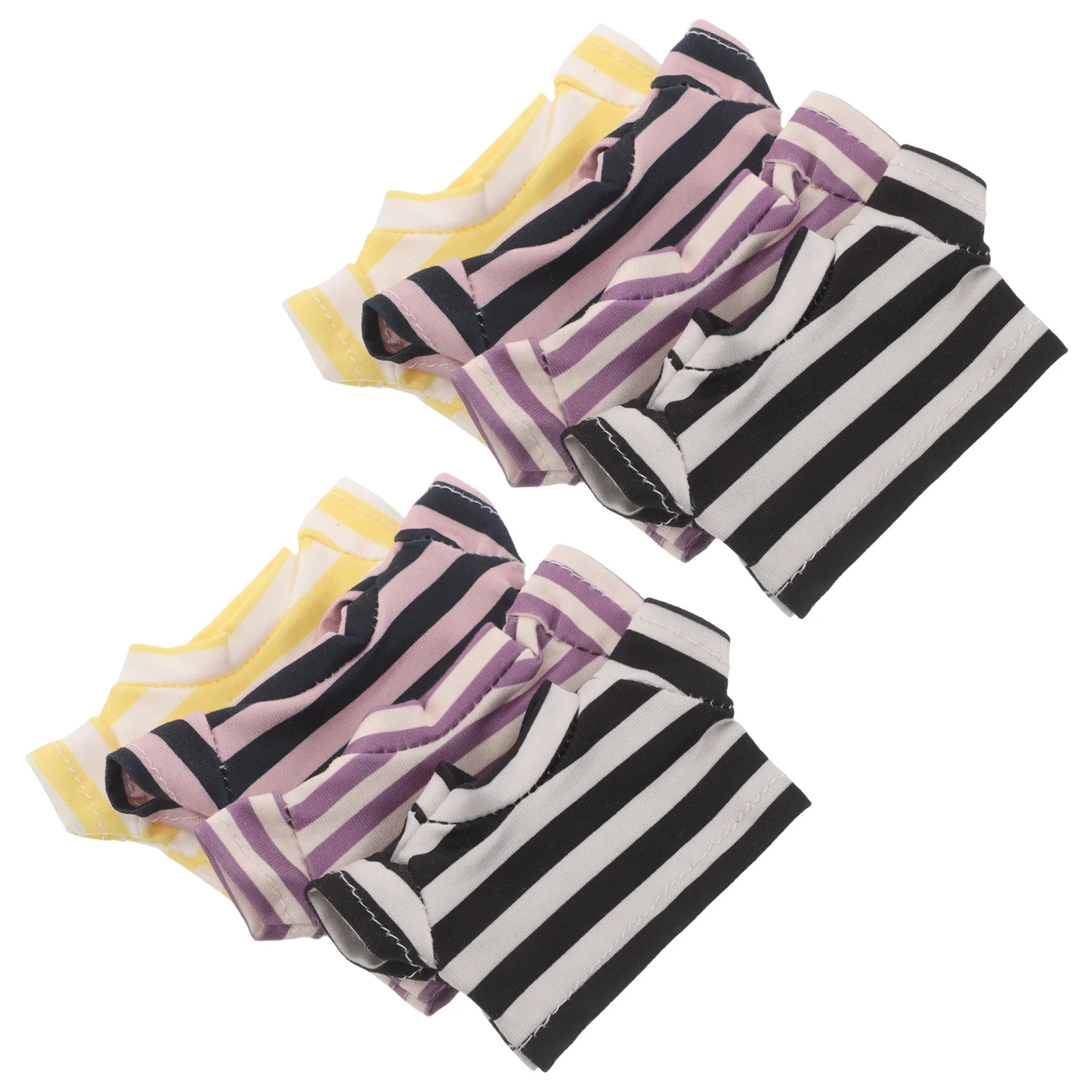 

8pcs Animal Clothes Set Cotton Striped T-Shirts 10.5X5.5Cm For Stuffed Bears Outfit Accessories Birthday Christmas Diy Dress Up