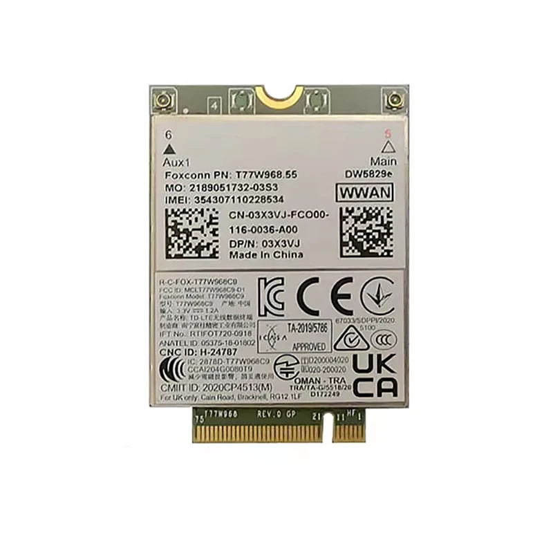 T77W968 DW5829E LTE Cat16 M.2 Modul Kartu 4G WWAN Untuk Laptop Dell Latitude 7310 7320 7330 7410 7420 7430 7520 7530