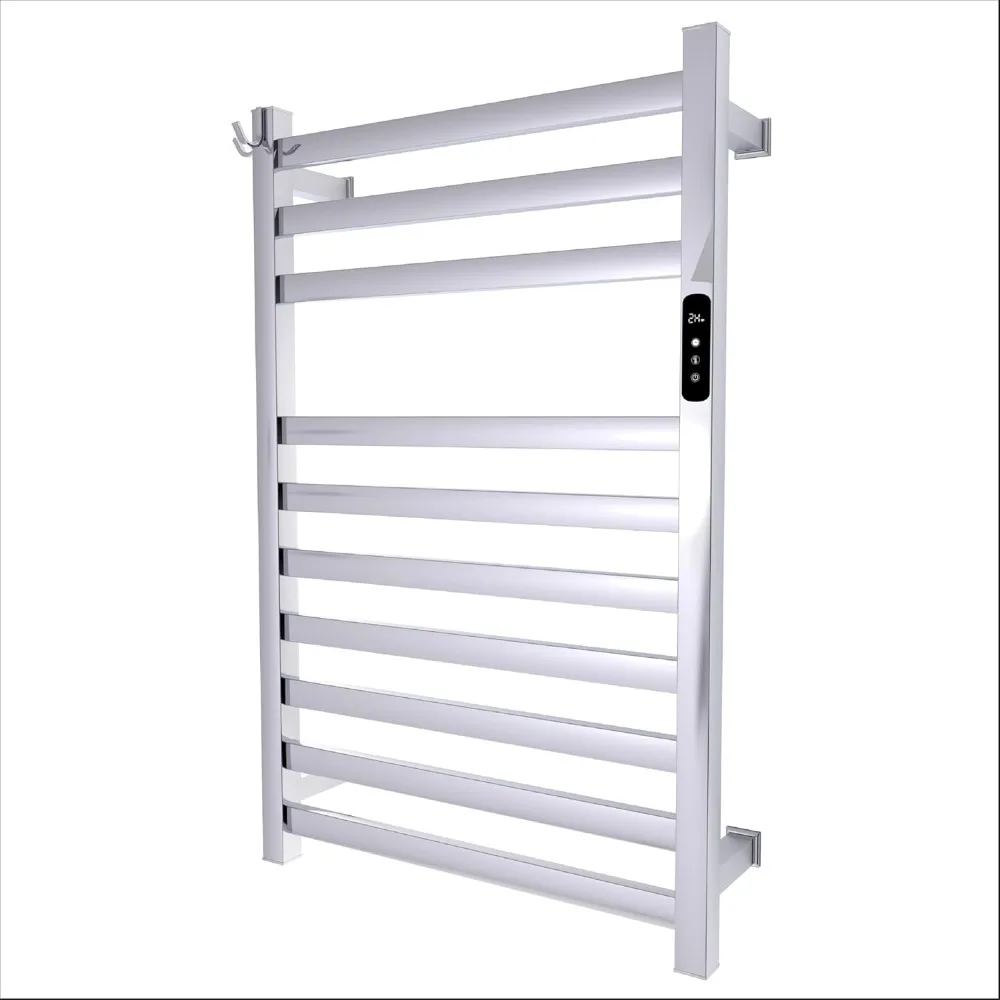 

Wall Mounted Electric Towel Warmer with Built-in Timer and Hardwired and Plug in Options (Polished), SMART CONTROL