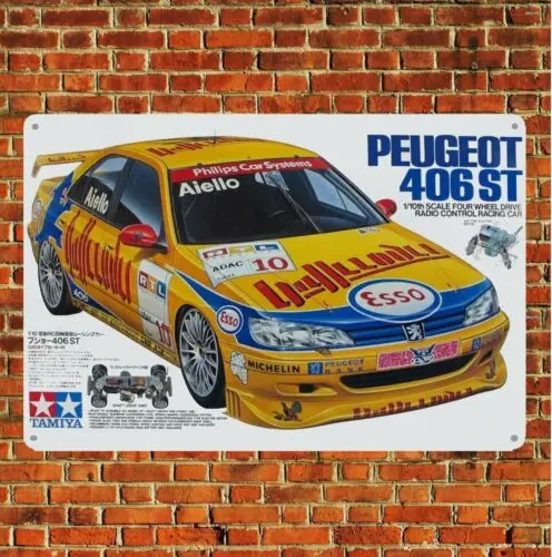 Metallposter Vintage RC-Auto Blechschild Plakette Tamiya 406 St-Aluminium