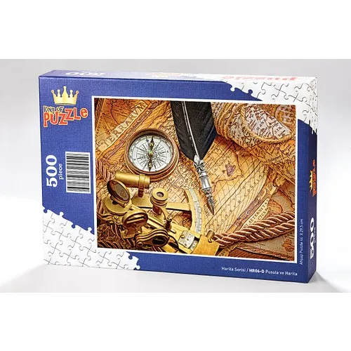 King Of Puzzle Compass and Map Wooden Jigsaw Puzzle 500 Pieces (HR06-D)