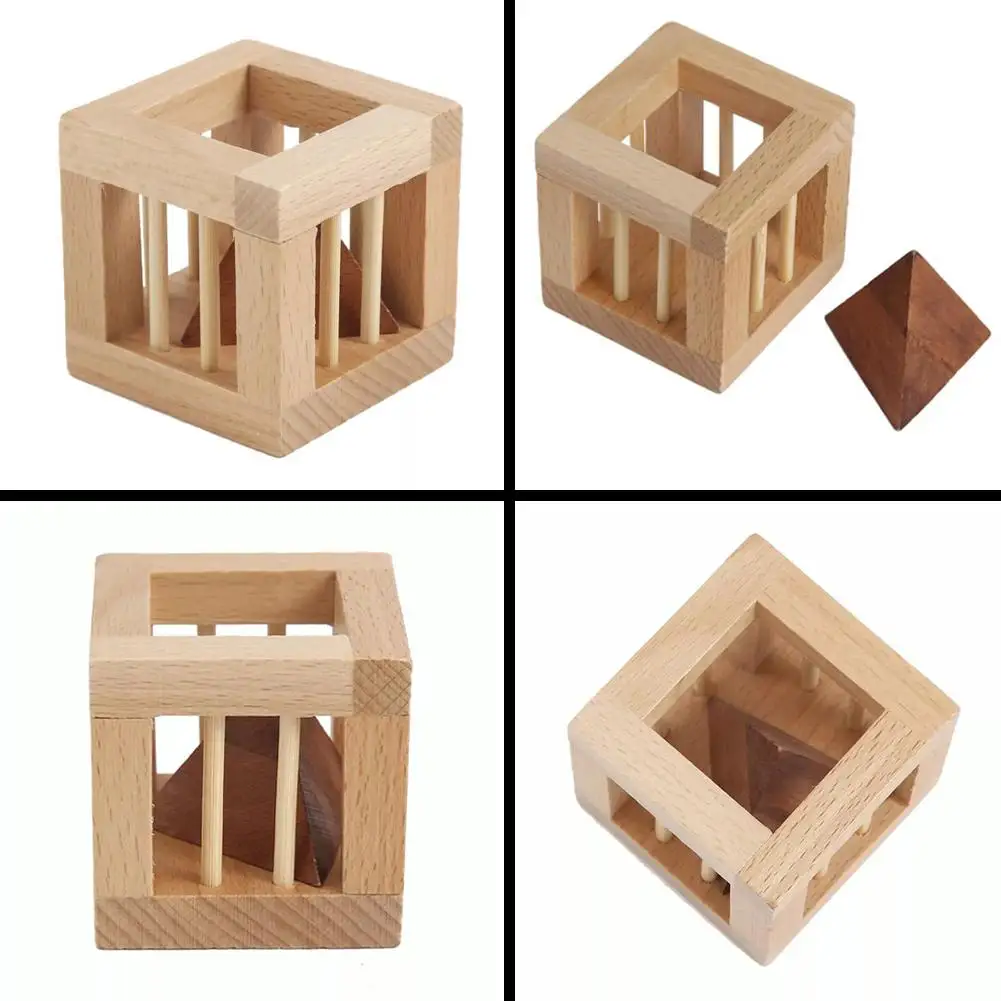 Classic Wooden Unlock Toys Luban Lock Ming Lock Wooden Puzzle Brain High Burning Mortise Tenon Toys ﻿ Children's Diffi X9W3