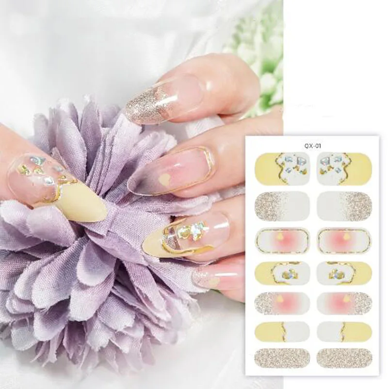 Filme de óleo para unhas gradiente, adesivo completo para manicure, flor, amor, borboleta, assar, gel grátis, decorações para arte em unhas