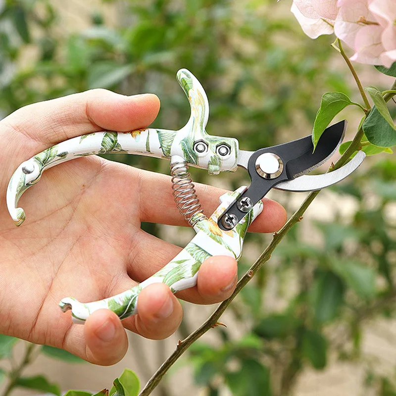 Multi functional garden pruning shears SK5 steel bending shears straight shears with printed fiberglass handles