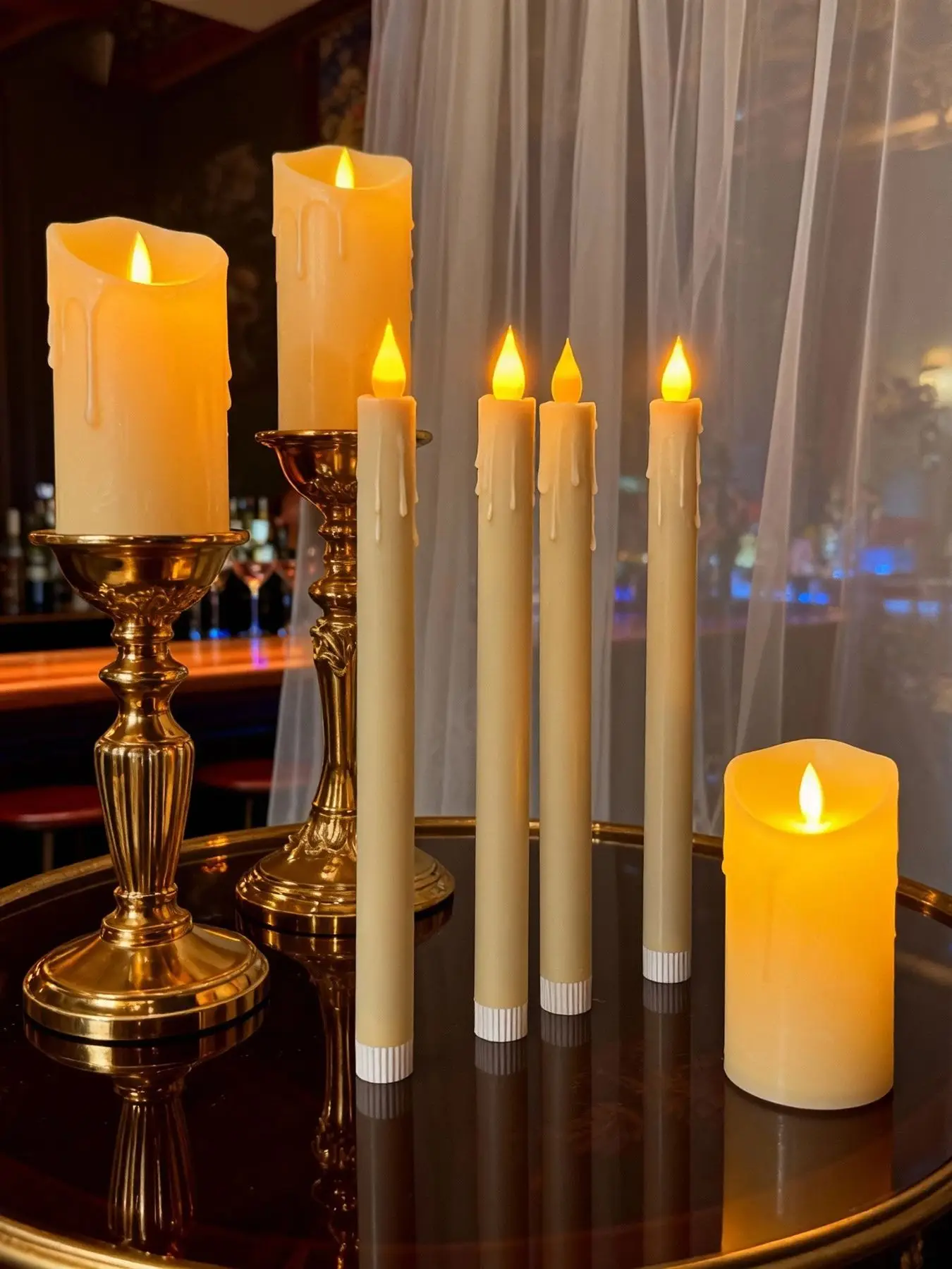 6pcs Flickering LED Candles Flameless Taper Candle Battery Operated Candle Dinner Candle Light for Wedding Centerpiece Decor