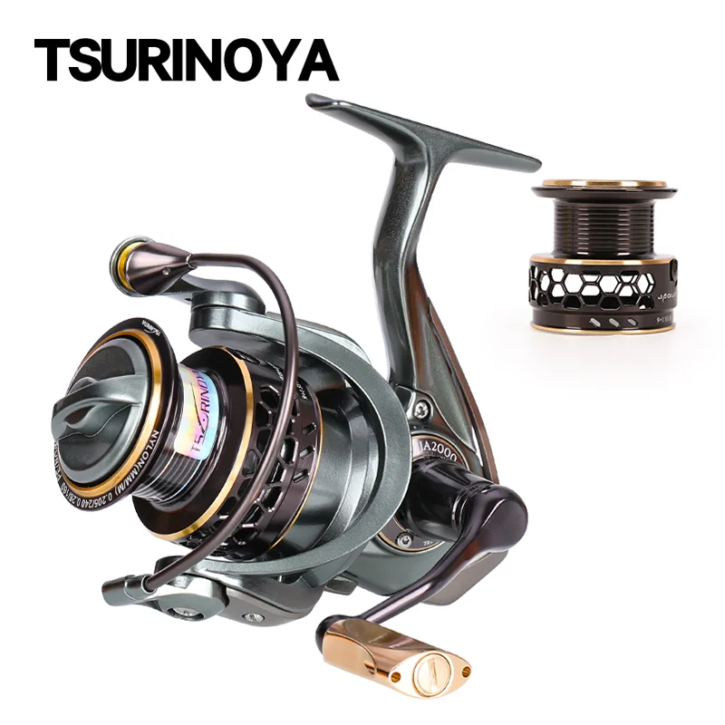 TSURINOYA Spinning Fishing Reel JAGUAR 2000 3000 2 Spool 185G 6KG Max Drag Carbon Drag Carp Saltwater Reel Bass Pike Wheel