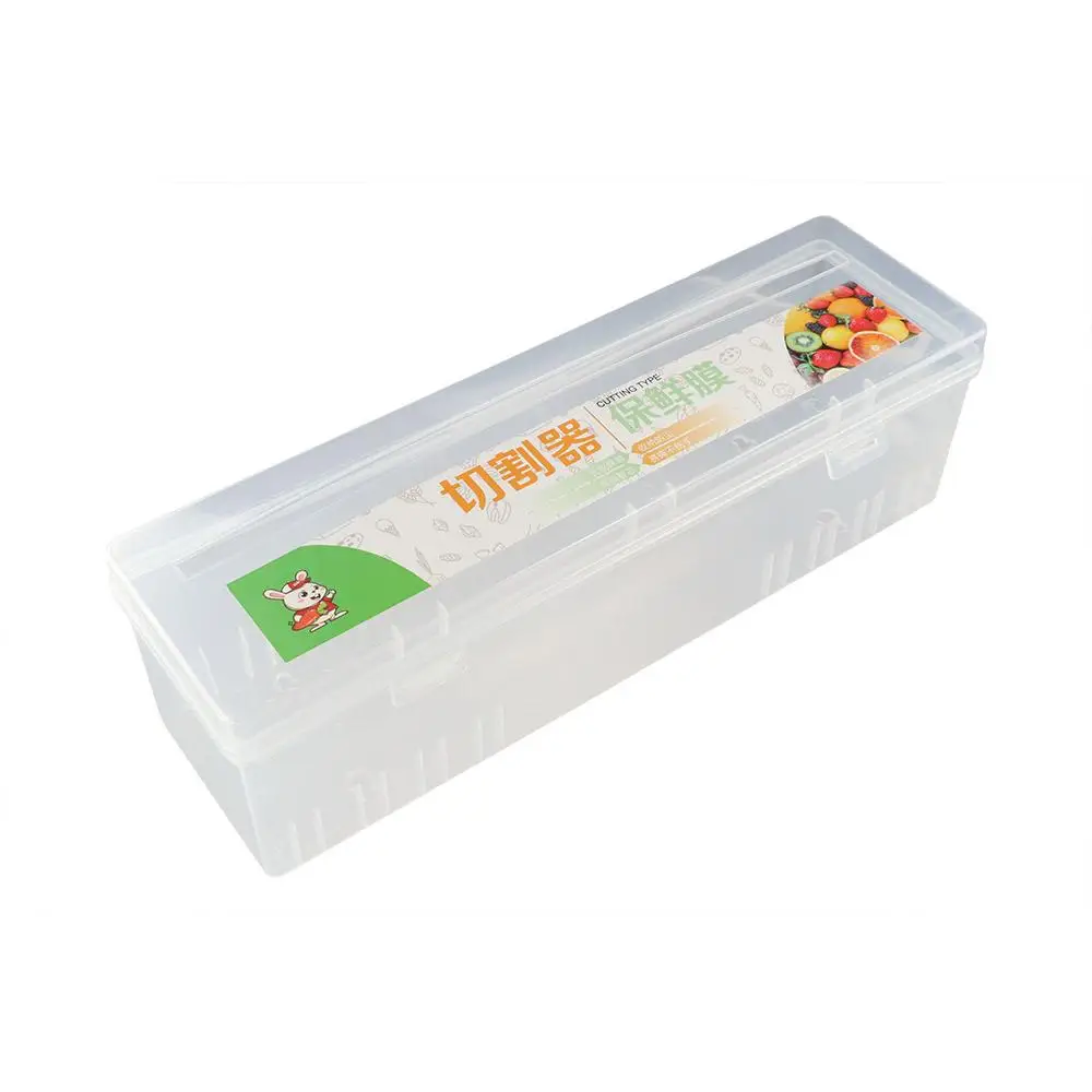 Plastic Adjustable Refillable with Slide Cutter Cling Film Cutter Wrap Storage Box Plastic Wrap Dispenser Storage Holder