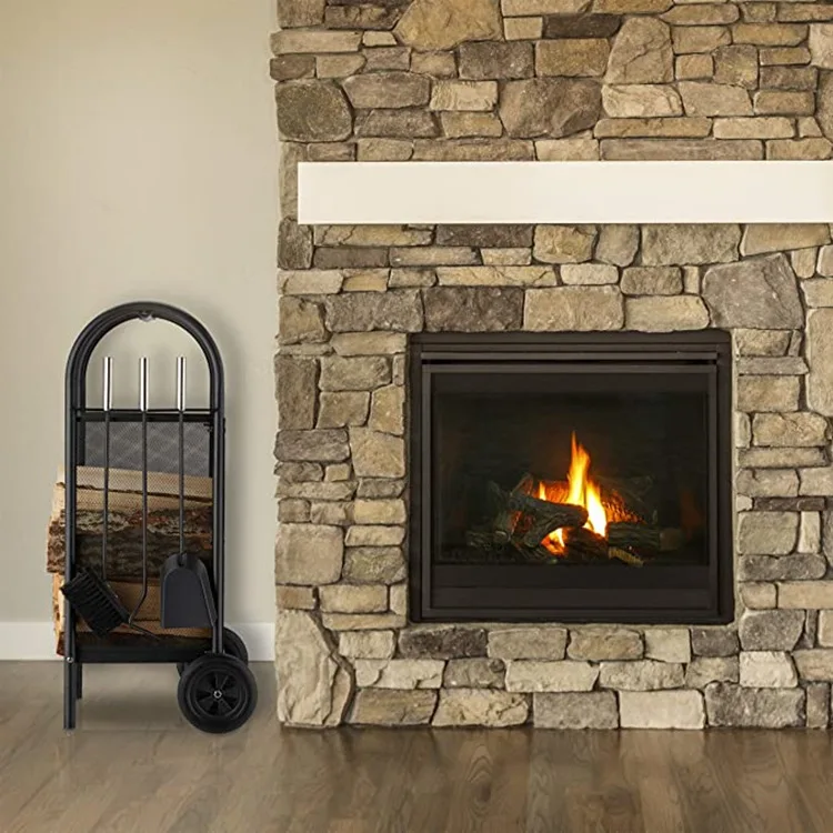 Removable Firewood Rack Log Cart Outdoor Indoor Heavy Duty Wood Rack Metal Wood Storage Rack