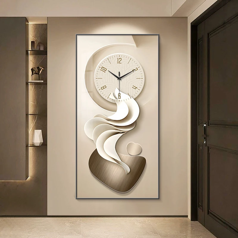 

2025 New Model LED Wall Clock Luxury Entrance Corridor Wall Decor Mute Digital Clock Large Abstract Hanging Painting Wall Watch