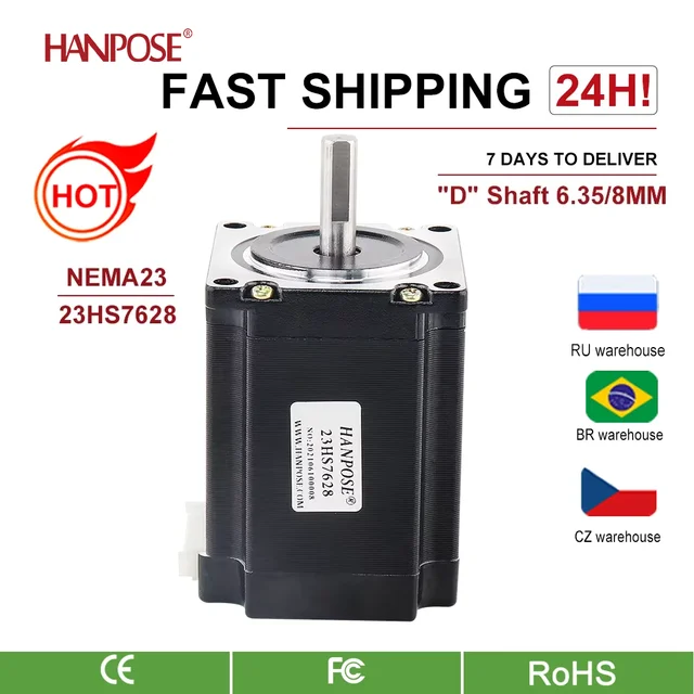 hanpose 57 silnik krokowy 2-fazowy 4-przewodowy wysoki moment obrotowy 189N.cm 24v 76mm 23HS7628-8 do drukarki 3D cnc Nema23 silnik krokowy