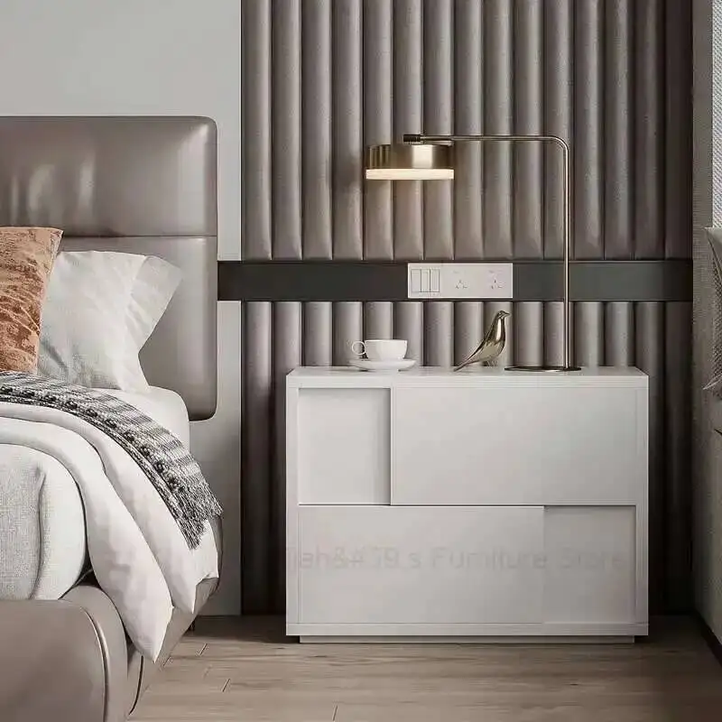 Mesita De noche De almacenamiento moderna, cajones, novedad, diseño minimalista, mesita De noche blanca, sencilla y cómoda, muebles para el hogar