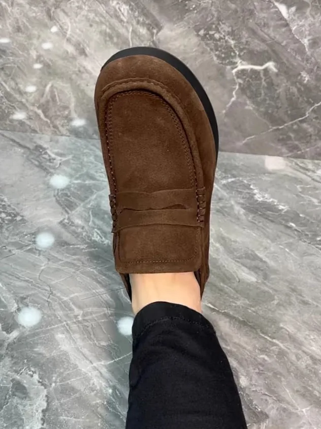 

Comfortable Pure Leather Men's Casual Shoes Versatile High-Quality Business Shoes Stylish round Toe Rubber Outsole Leather Li...