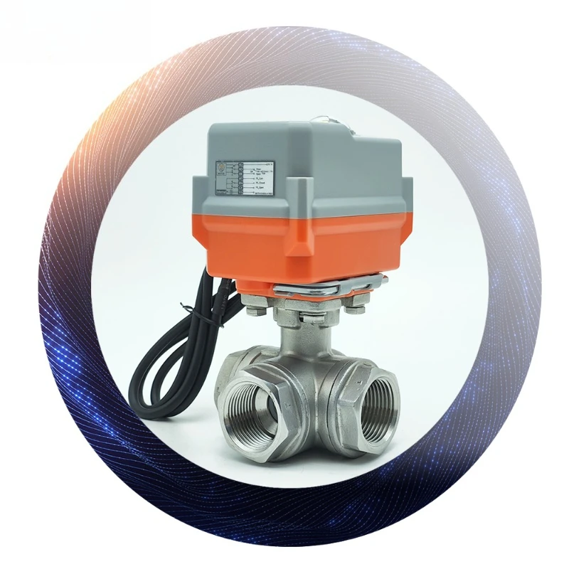Small electric stainless steel 304/316 three-way ball valve internal thread