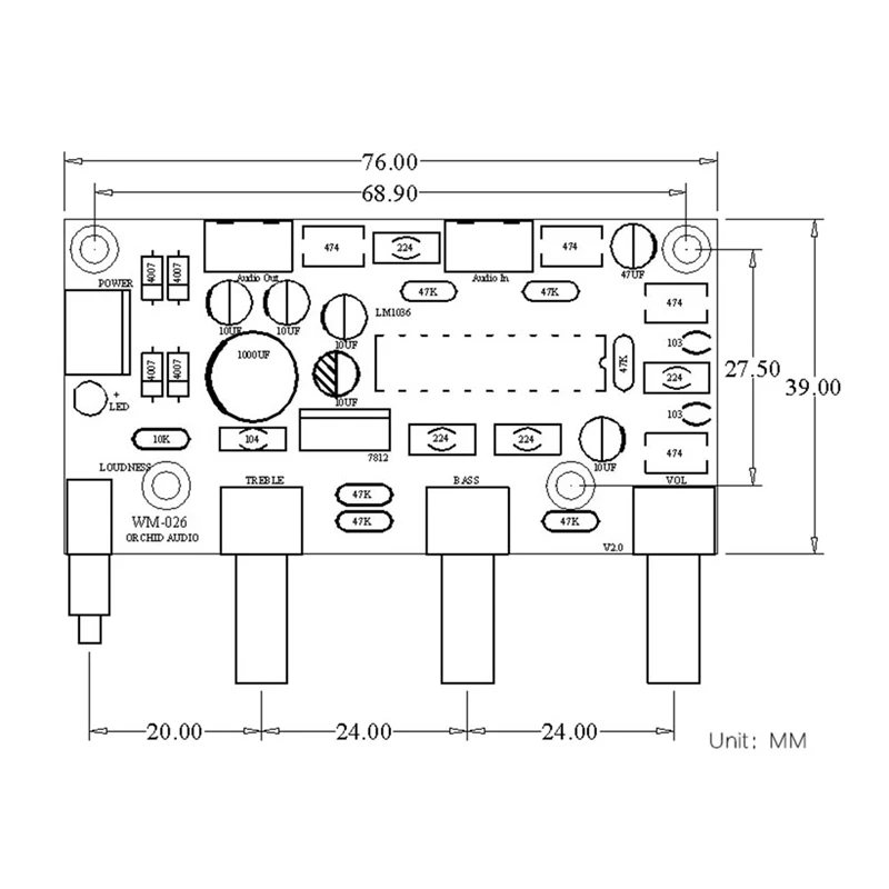 Lm1036 Op-Amp Hifi Pre Amplifier Preamplifier Volume Tone Treble Bass Loudness Control Board Preamp Finished