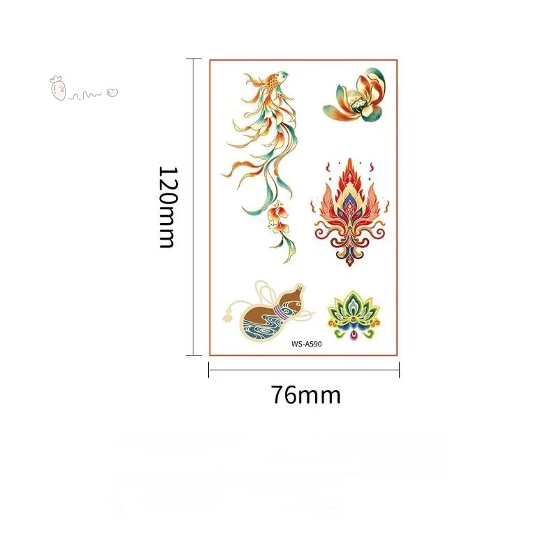5 Sheets Chinese Style Temporary Tattoo Stickers Waterproof Long Lasting Vivid Patterns For Cosplay Festivals Parties Body Decor
