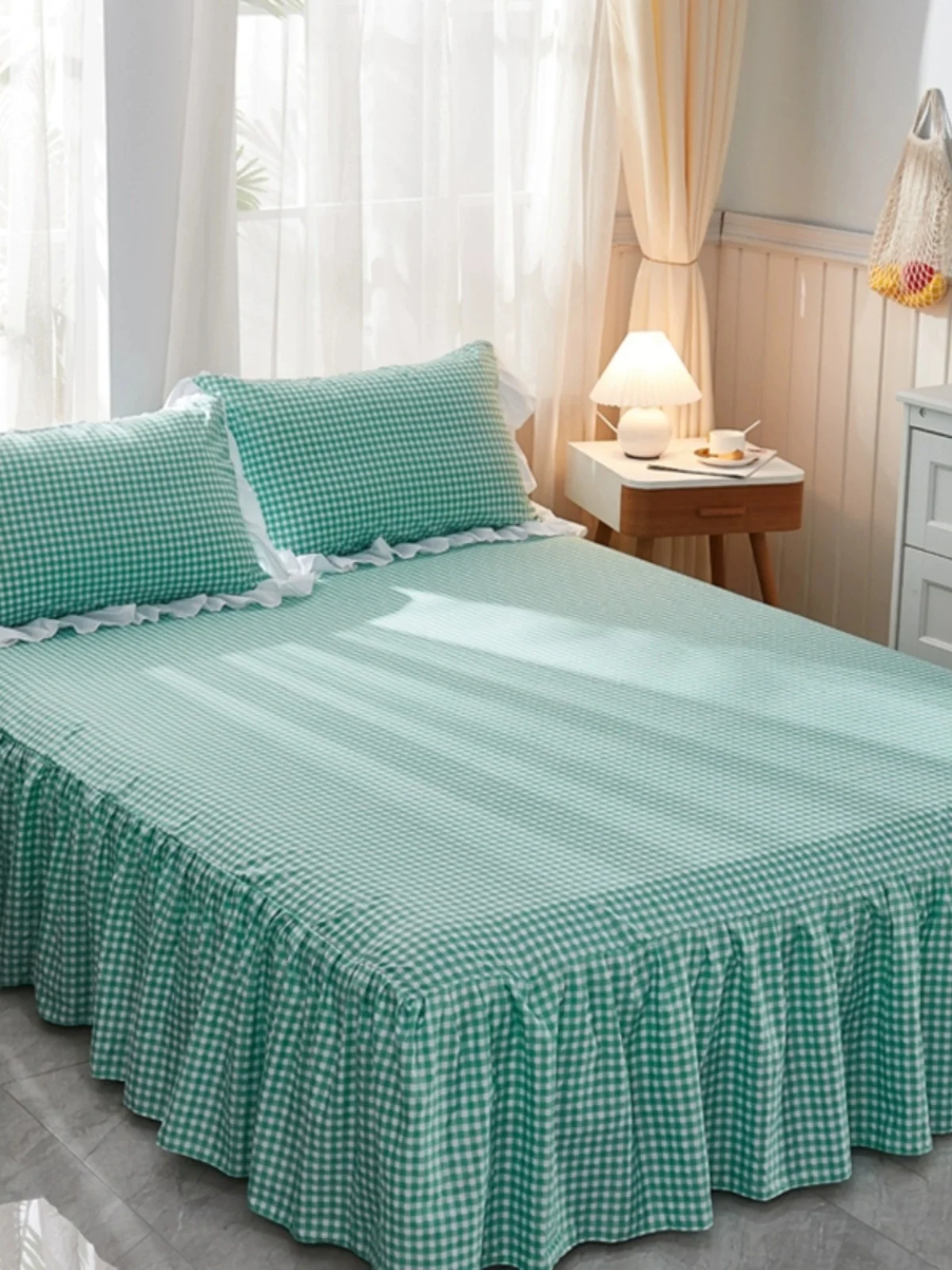 

Хлопковая юбка-покрывало в клетку, простая пылезащитная накидка для кровати, защитный чехол для студенческого общежития, 1 шт.