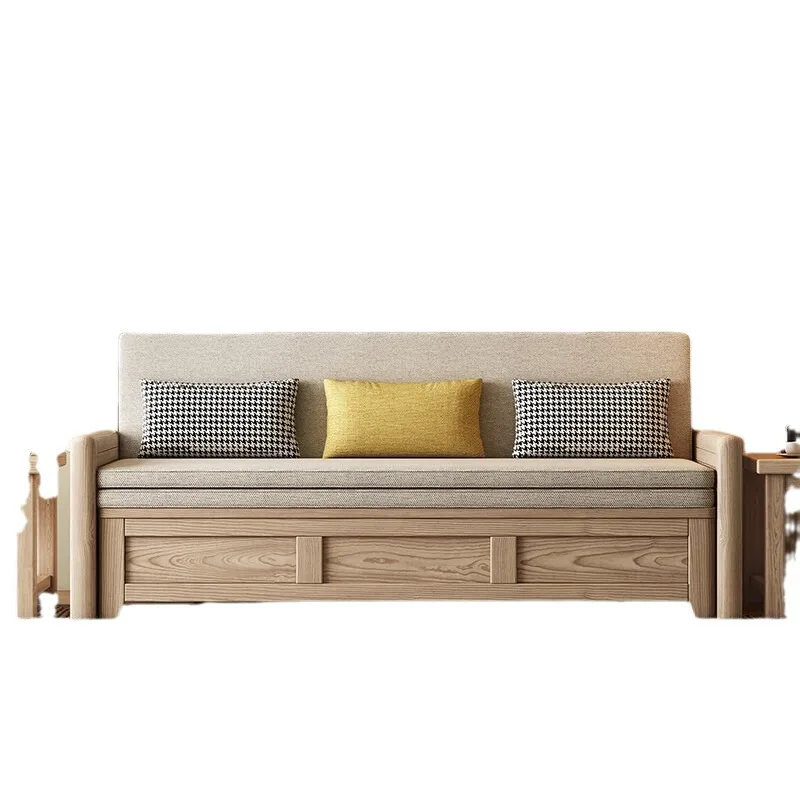 사용자 정의 가능한 단단한 나무 소파 침대 다기능 푸시 풀 스토리지 더블 침대 연구 거실 접이식 개폐식