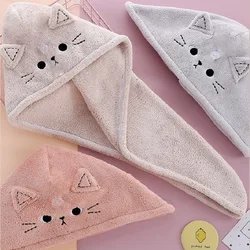 Cute Soft Microfiber Towels Shower Cap Towel Bath Hats Dry Hair Cap Quick Drying Cat Hat for Women Lady Turban Head Girl Towel