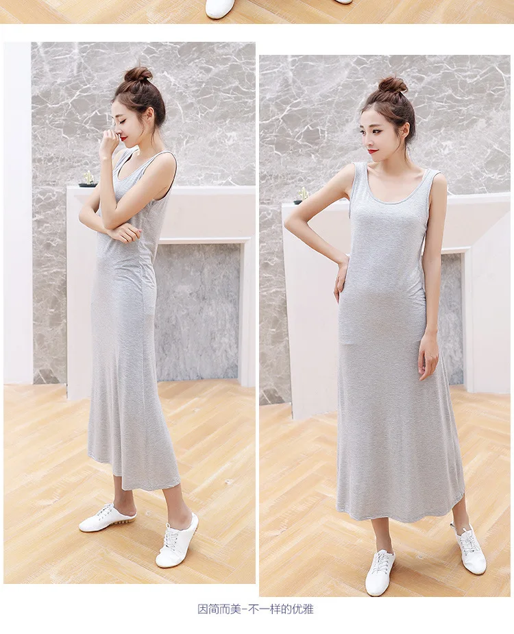 1 40 Momme Modal Sommer-Midikleid für Damen Ärmelloses Locker Sitzendes Tanktop-Kleid Lässiges Layering-Slip-Kleid – Detail 29