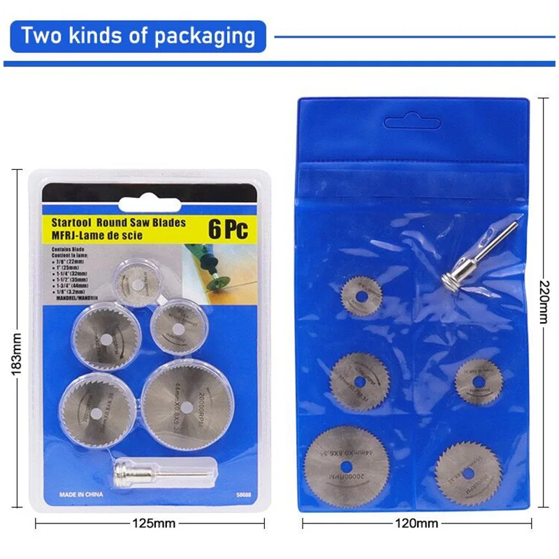 6PCs HSS Circular Saw Blade High Speed Steel Woodworking Cutting Discs For Dremel Rotary Tool Dremel Accesorios 3.2mm Shank