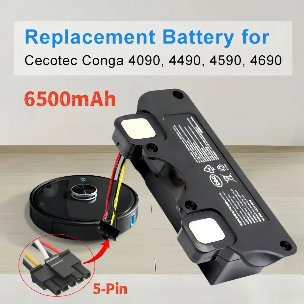 

Used for CECOTEC CONGA 4090 4490 4590 4690 robot vacuum cleaner accessories spare parts tools 100% brand new 6500mAh battery rep