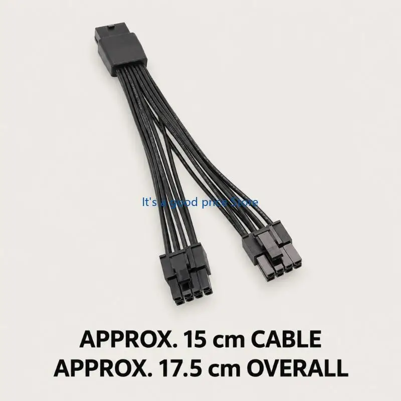 PCIe 8Pin Female to Two 6+2-Pin Male GPU Power Splitter Cable, Tinned Wire with PVC Insulation and Latching Molded Ends, Black,