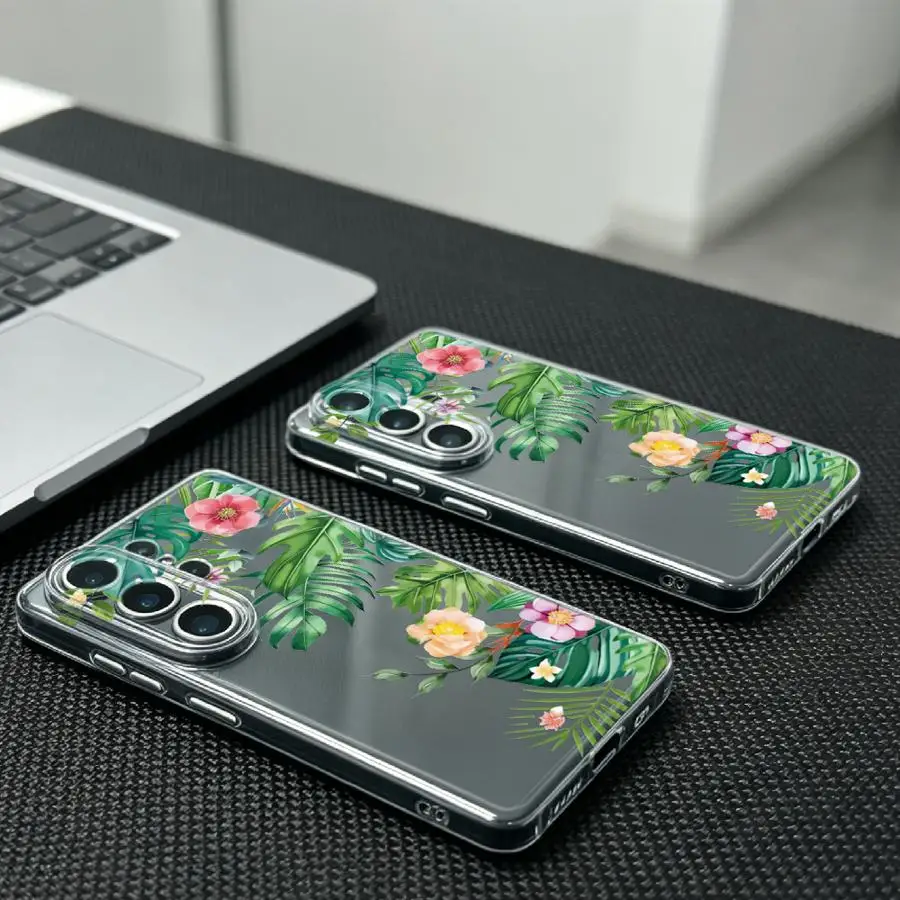 Case for Samsung Galaxy S26 S25 Edge S20 Plus S22 FE S21 S24 S23 Ultra Note 20 Ultra 10 Phone Cover Tropical Leaf Print