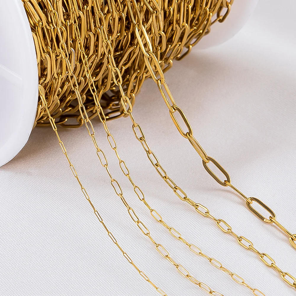 

1Meter 2Meter Gold Plated Stainless Steel Multisize Frame Link Chain for Jewelry Making DIY Necklace Anklet Waist Chain No Fade