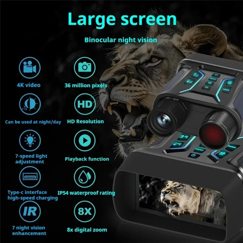 A20F-Nuovo schermo da 4,5 pollici Dispositivo di visione notturna 4K Foto e video HD Binocolo digitale Telescopio per visione notturna a infrarossi per esterni