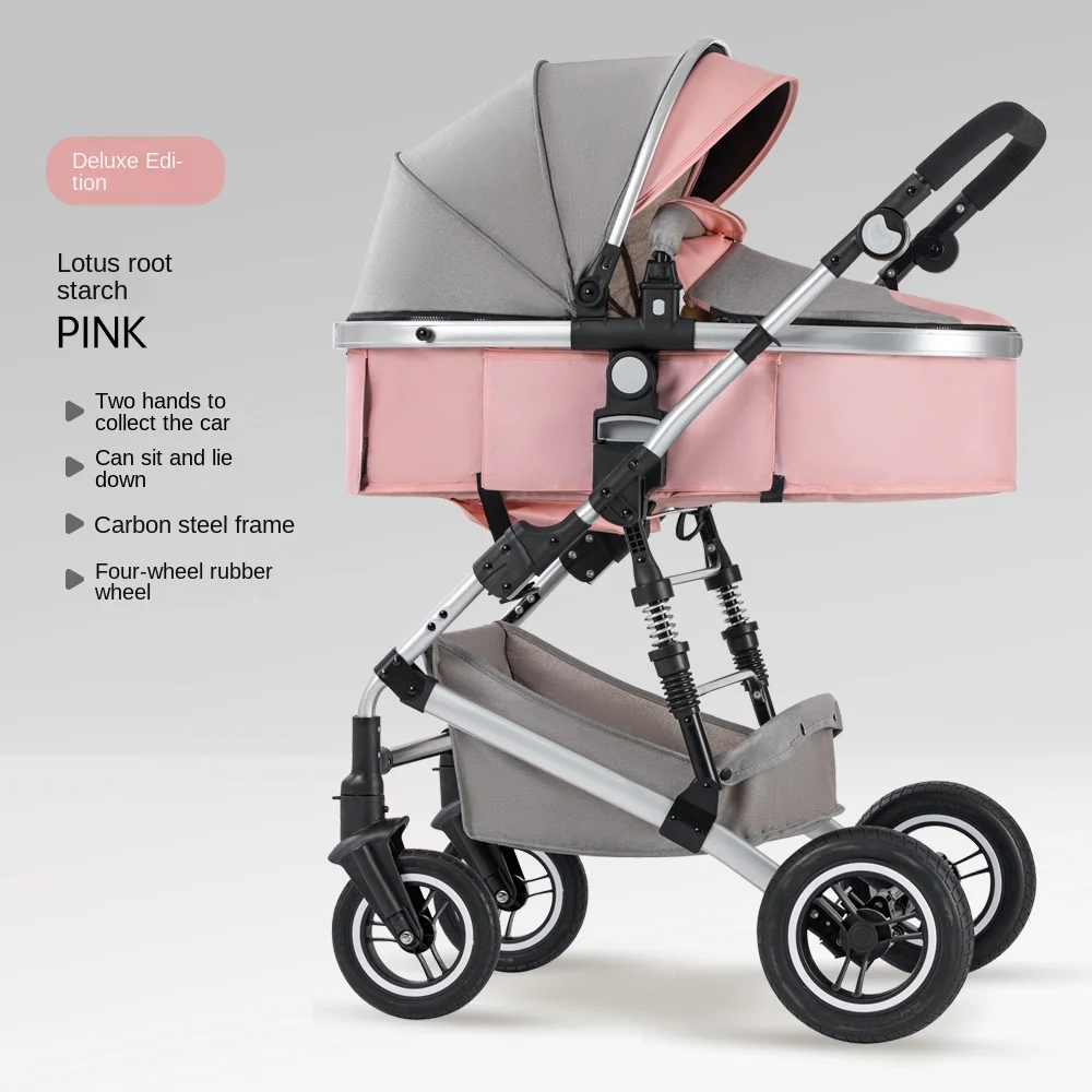 Baby Stroller 3-in1 Portable Baby Two-way Carriage, Fold Pram, Aluminum Frame High Landscape Stroller,for Newborn Stroller