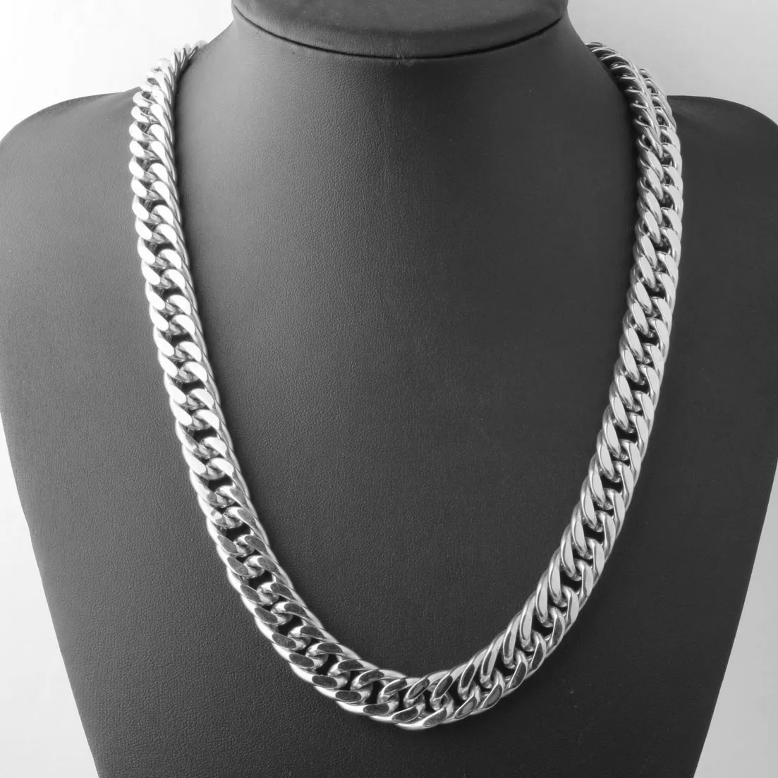 8/10/12/14/16/18mm Heavy Polished Silver Color Men\'s Chain 316L Stainless Steel Cuban Link Necklace Fashion Jewelry Gift