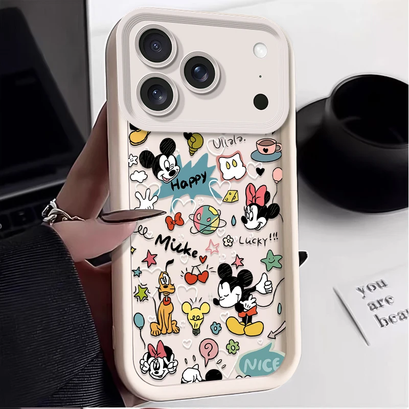 Funda de teléfono suave con grafiti de Disney Mickey para iPhone 17 Air 16E 16 15 14 Plus 13 12 11 Pro Max XR SE 2020 SE4 7 8 funda de silicona