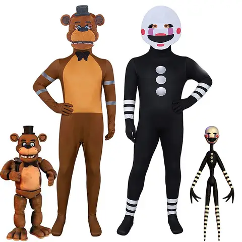 Unisex Adult Boy FNAF Puppet Costume Game Five Nights at Freddy's Freddybear Cosplay Bodysuit Men Girl Fazbear Halloween Costume