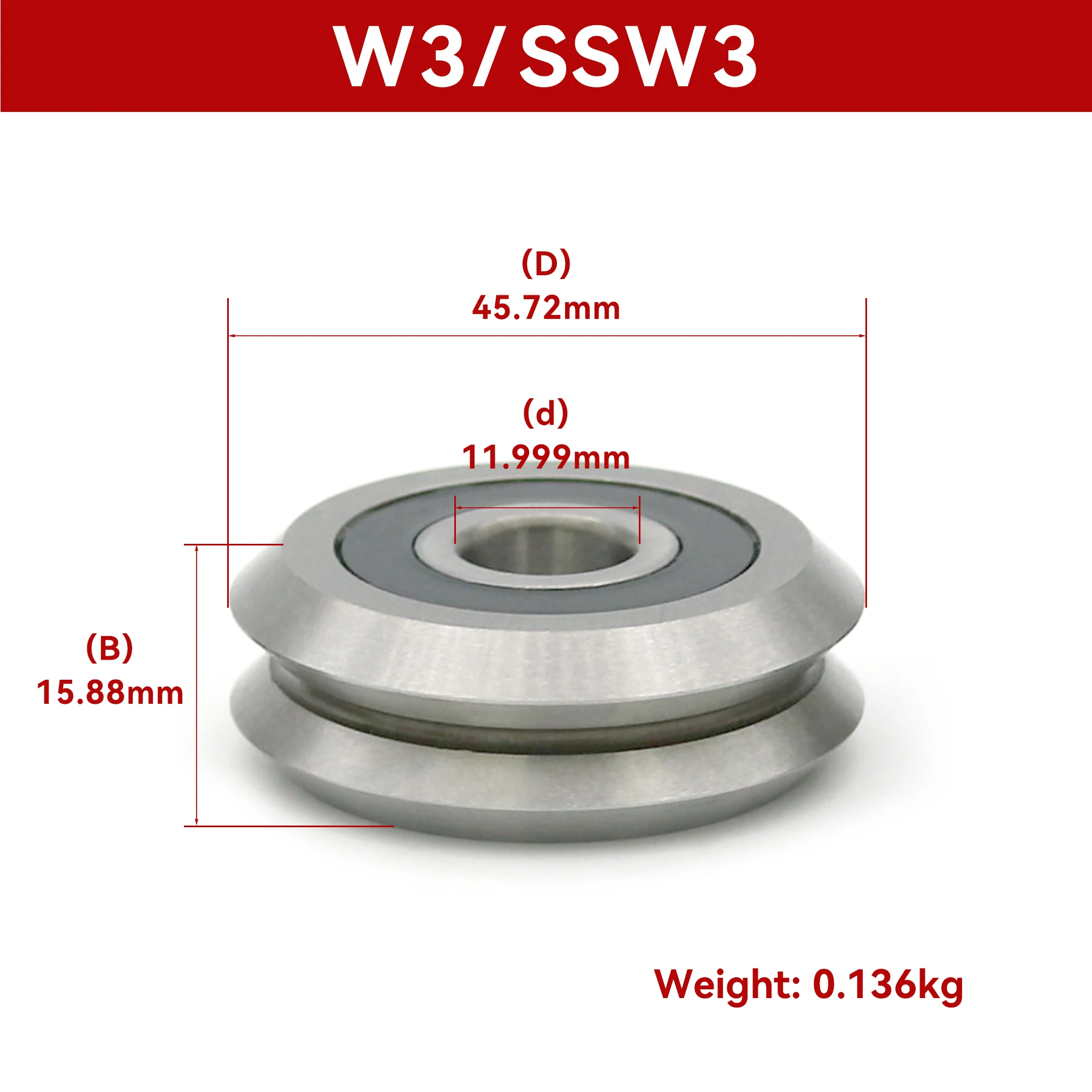 High Load Capacity W-Groove Track Roller Bearing RM3-ZZ RM3-2RS W3-ZZ W3-2RS RM3 W3 SSW3