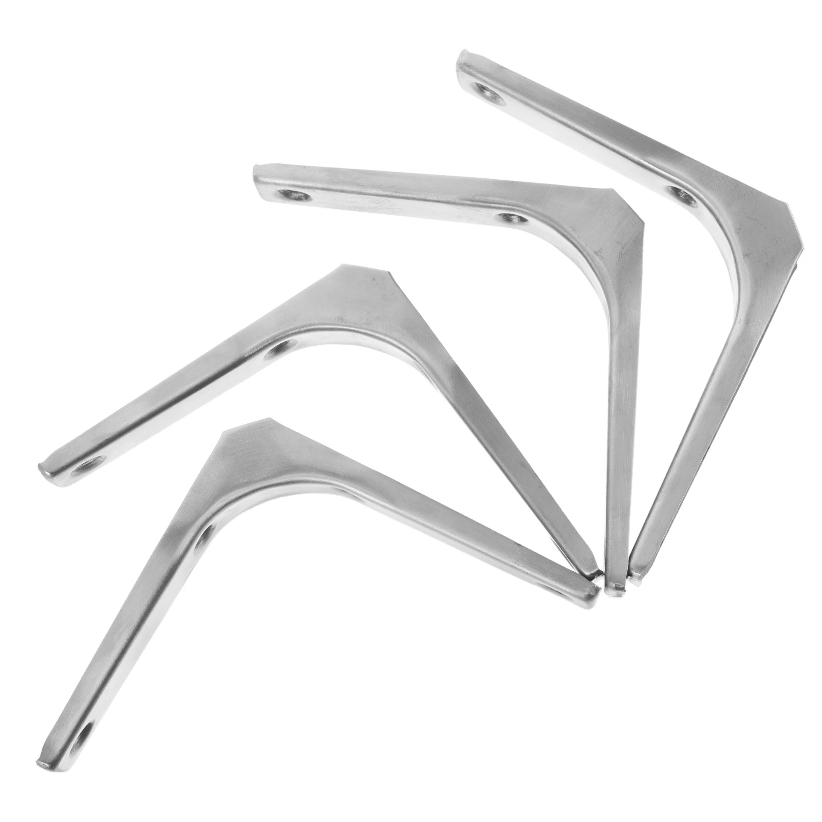 

4 Pcs Tripod Corner Brackets for Wood Floating Shelves Shelf Support Decorative Screws White Stainless Steel Angle