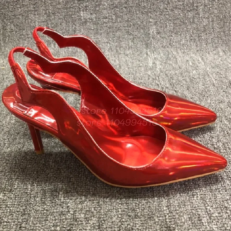Women Red Pointed Toe Slingback High Heels Women's Shoes Set with Mimi Bag Back Strap Sandals Sexy Luxury Party Wedding Shoes